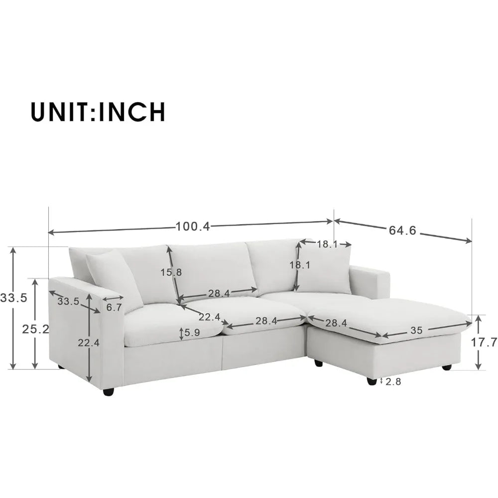 ANGDUO Cloud L Shaped Sleeper Multifunctional Sectional Sofa With PremiumPillowSet