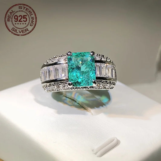WPOOCC 925 Sterling Silver Aquamarine Promise Ring