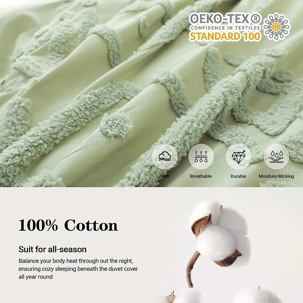 Simple Opulence Cotton Bedding Set Duvet Cover Shams 3 Piece