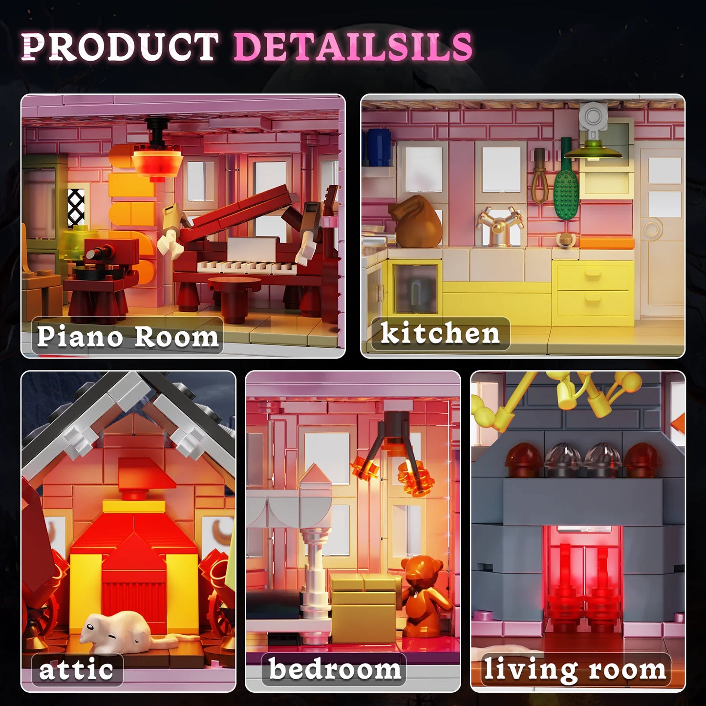 Lego Compatible Palace Blocks Set With Lights For Kids