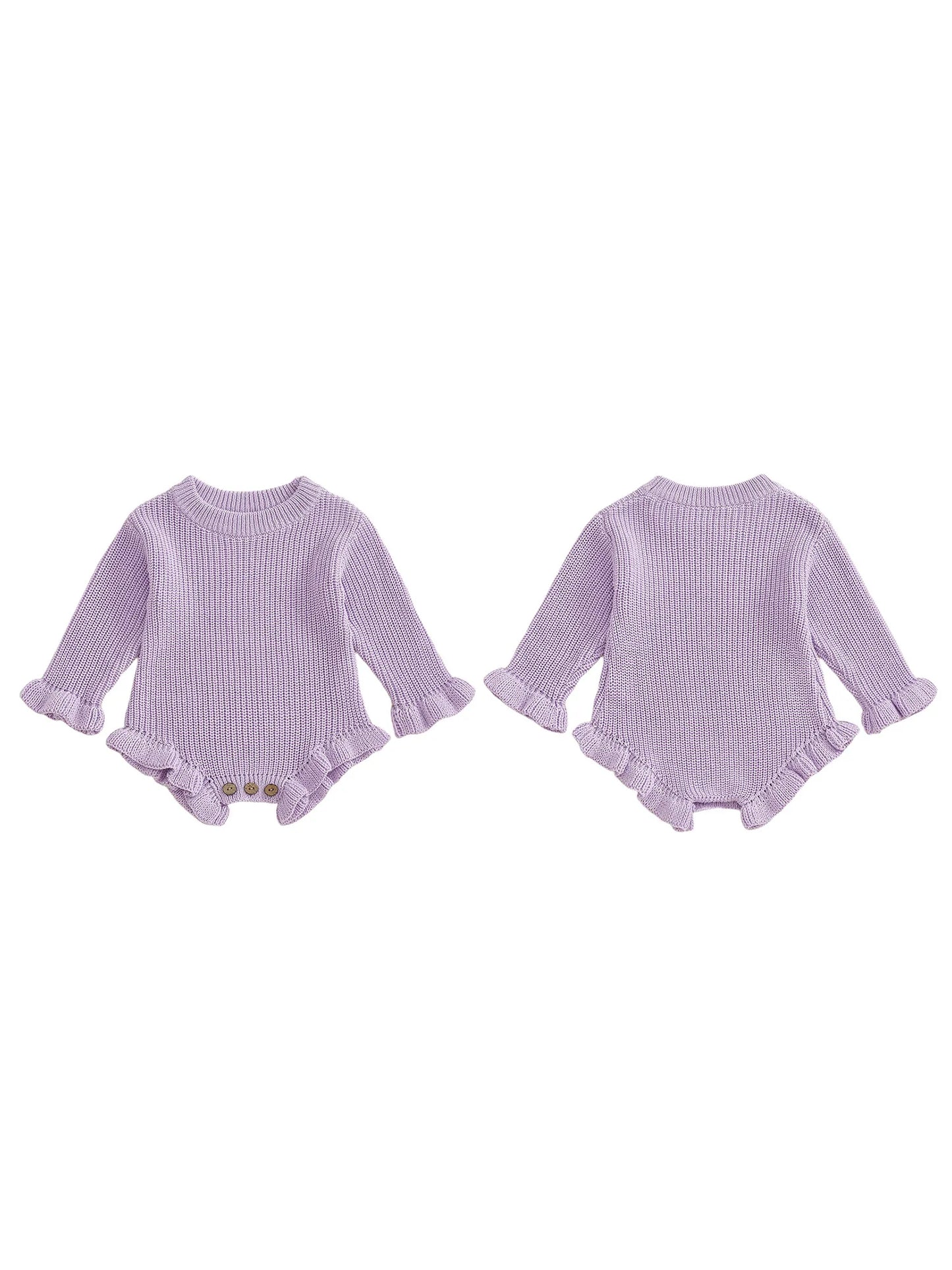 Infant Autumn Knit Bodysuit With Ruffled Sleeves