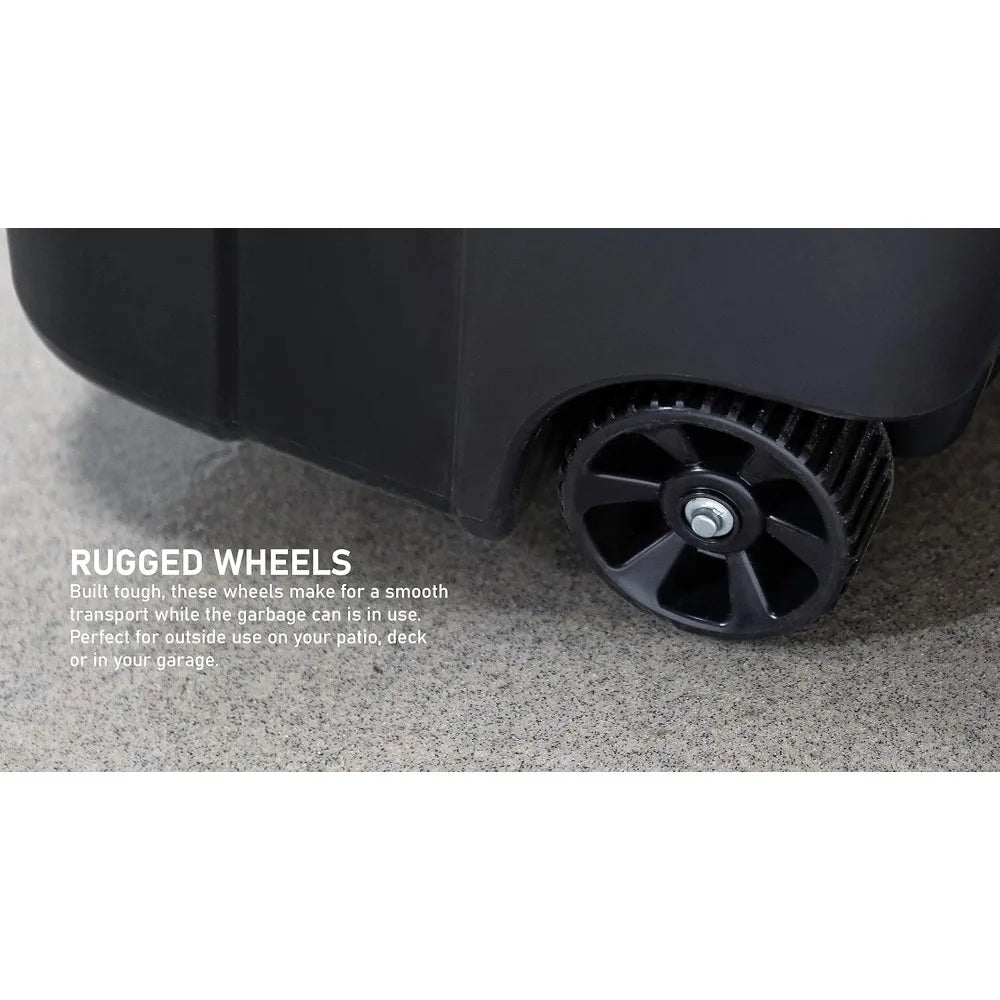 Wheeled Outdoor Trash Can Snap Lock Lid Heavy Duty Handles
