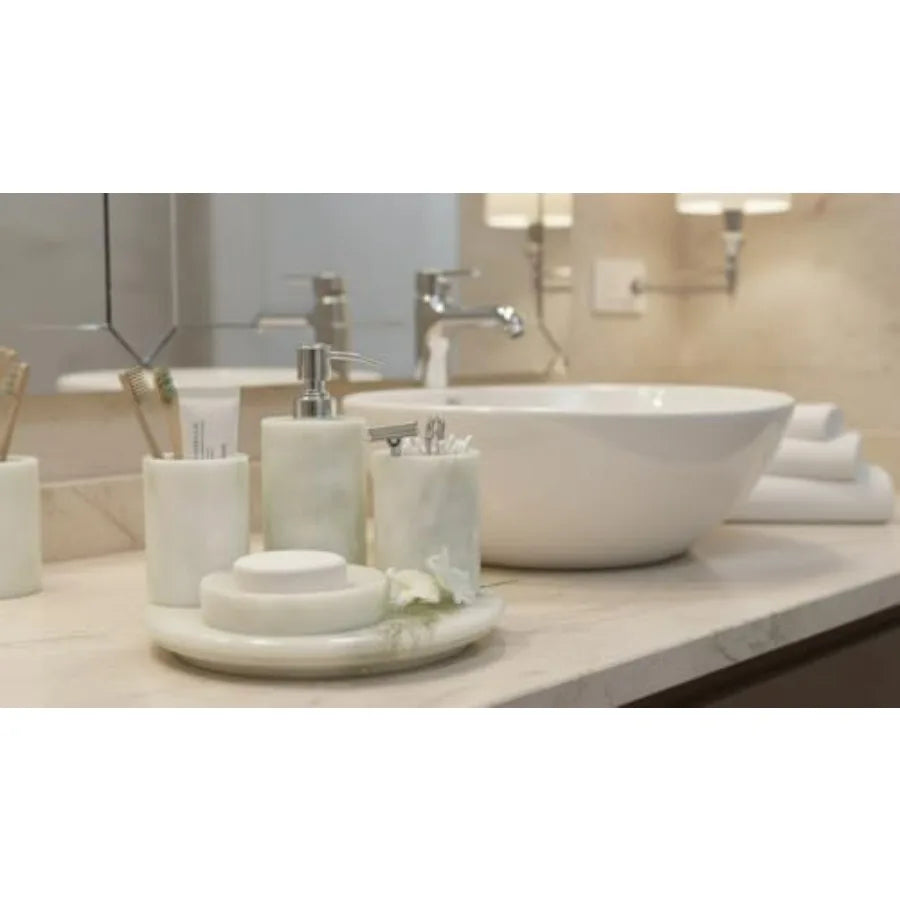 Elegant Marble Ceramic Bathroom Accessory Set With Dispenser