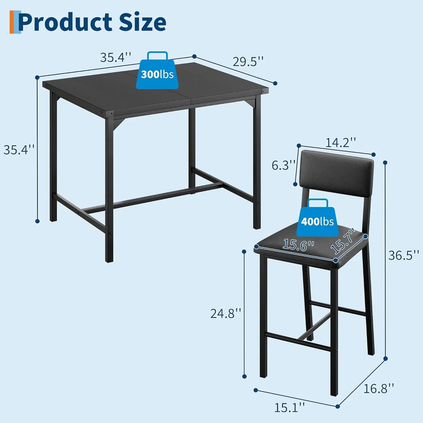 HiMISS Dining Table Set With Upholstered Chairs