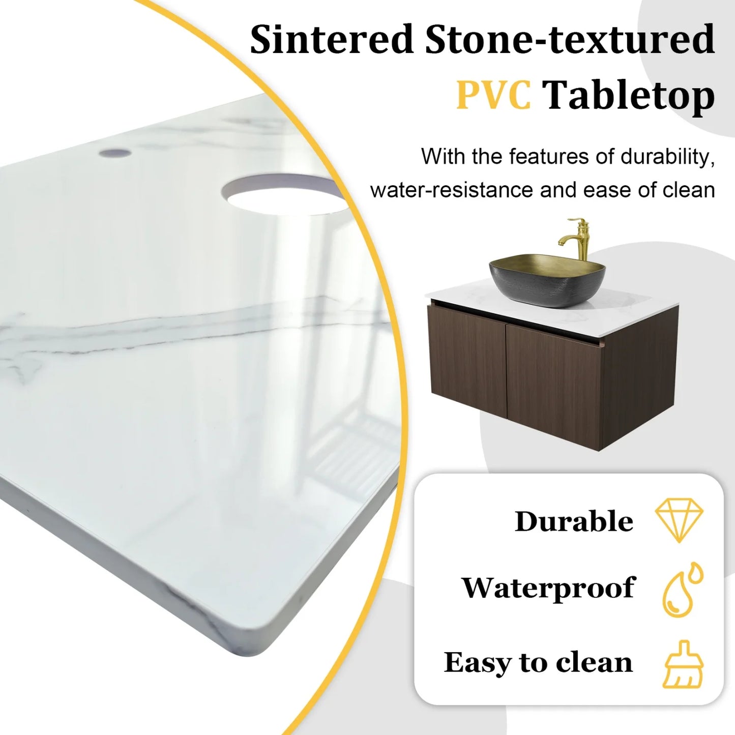 Hignconcerned Modern Floating Vanity Cabinet Ceramic Basin