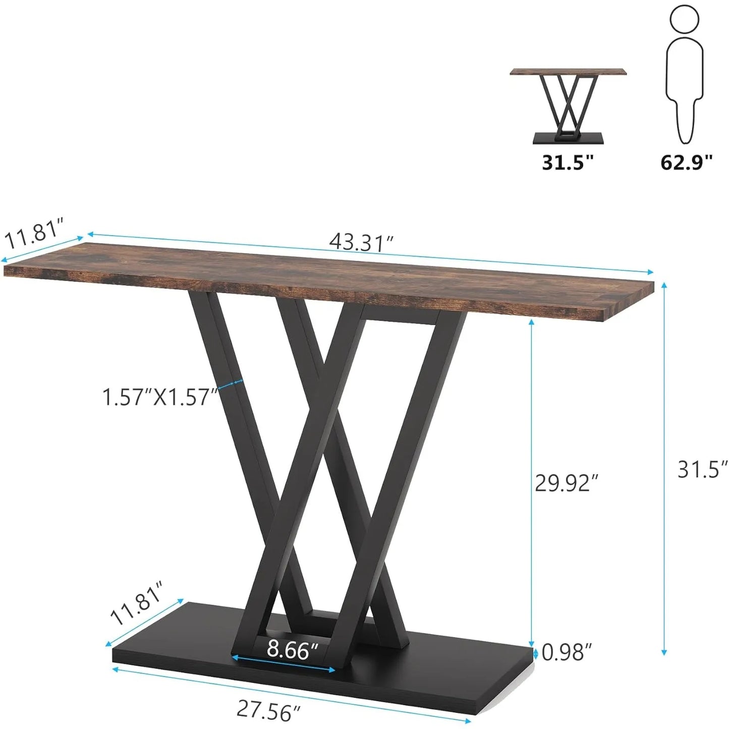 Little Tree Industrial Console Table for Entryway and Living Room
