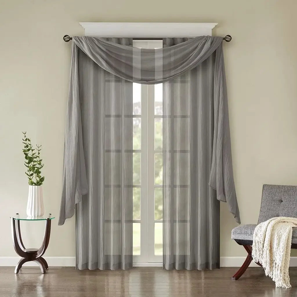 Crushed Linen Curtain Panel Pair For Lightweight Sheer