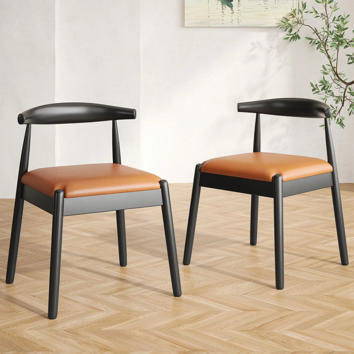 Farini Mid Century Modern Dining Chairs With Wood Legs
