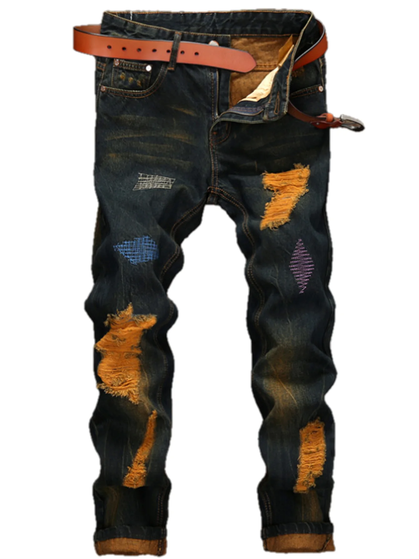 Men's Retro Straight Jeans Cotton Blend Fabric For Everyday Wear
