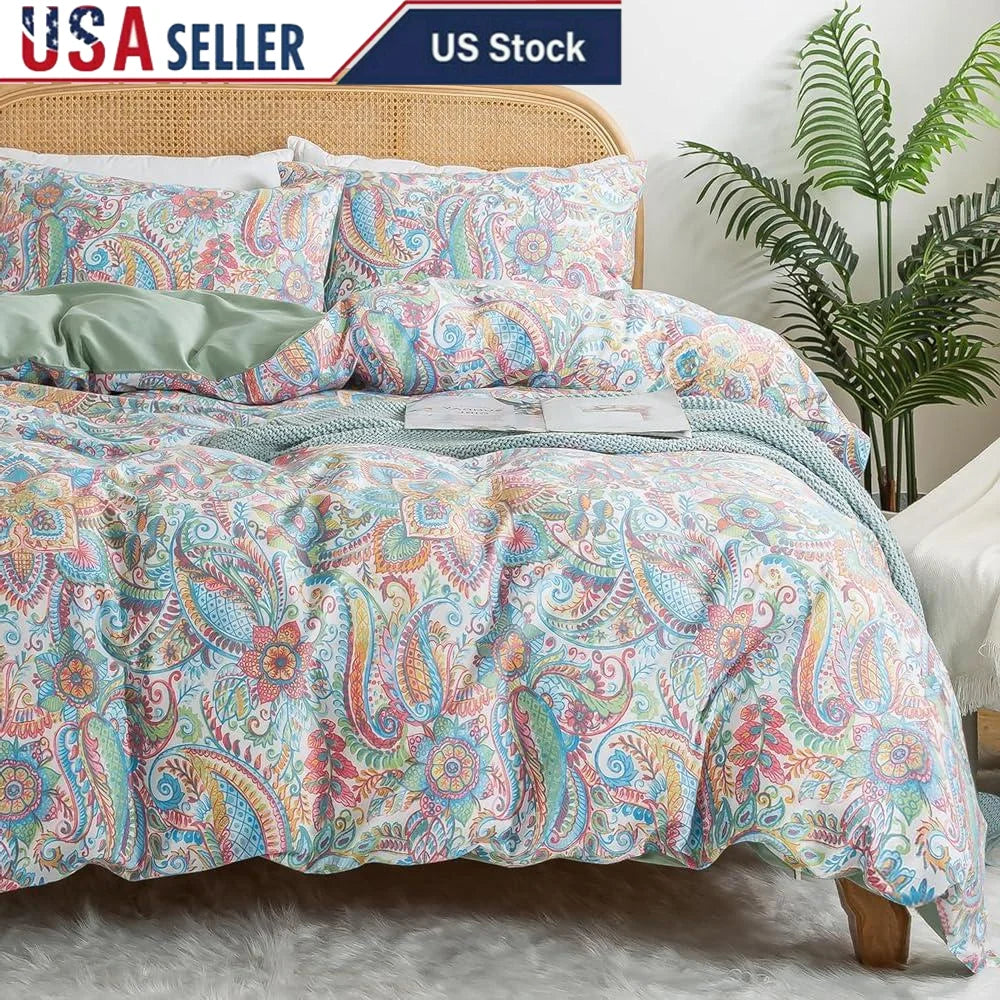 DUTRIEUXCN Cotton Paisley Duvet Cover Set Bedding Soft