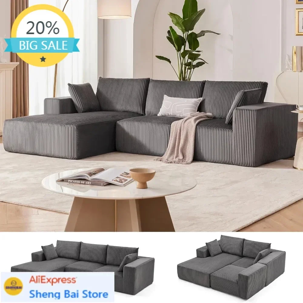 Modern Cloud-Inspired L-Shape Sectional Sofa With Deep Seating And Chaise