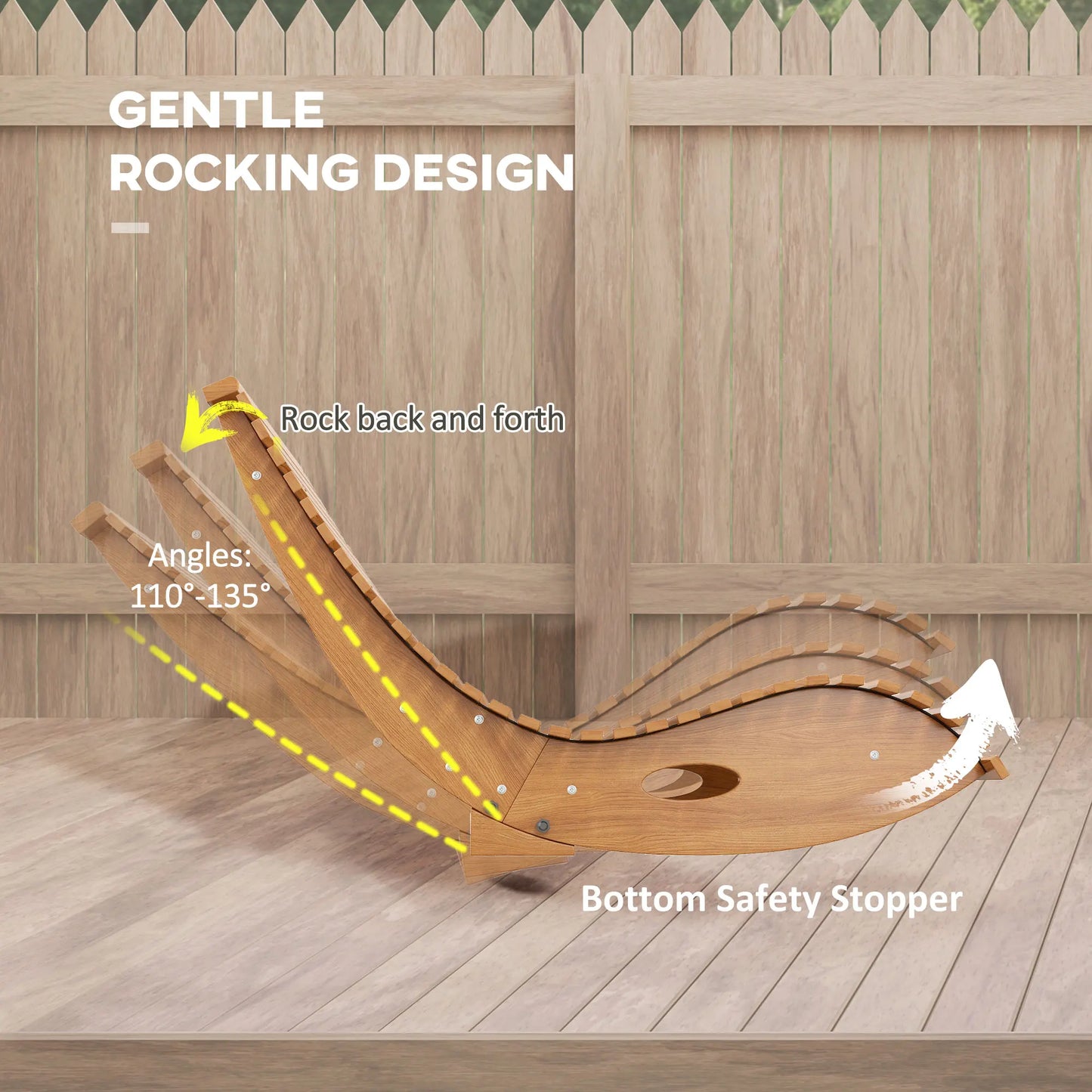 Outsunny Outdoor Teak Slatted Rocking Chair