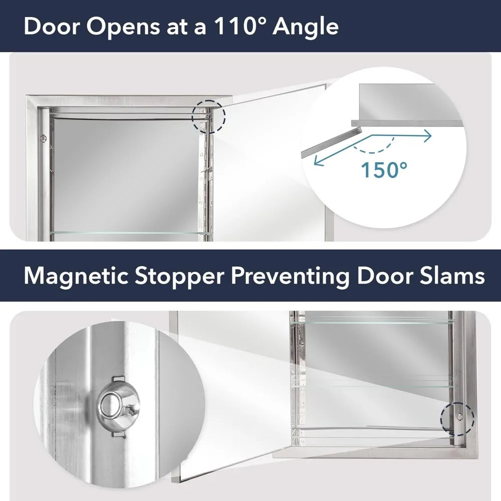 MKDK Recessed Medicine Cabinet Mirror Beveled Edge Storage