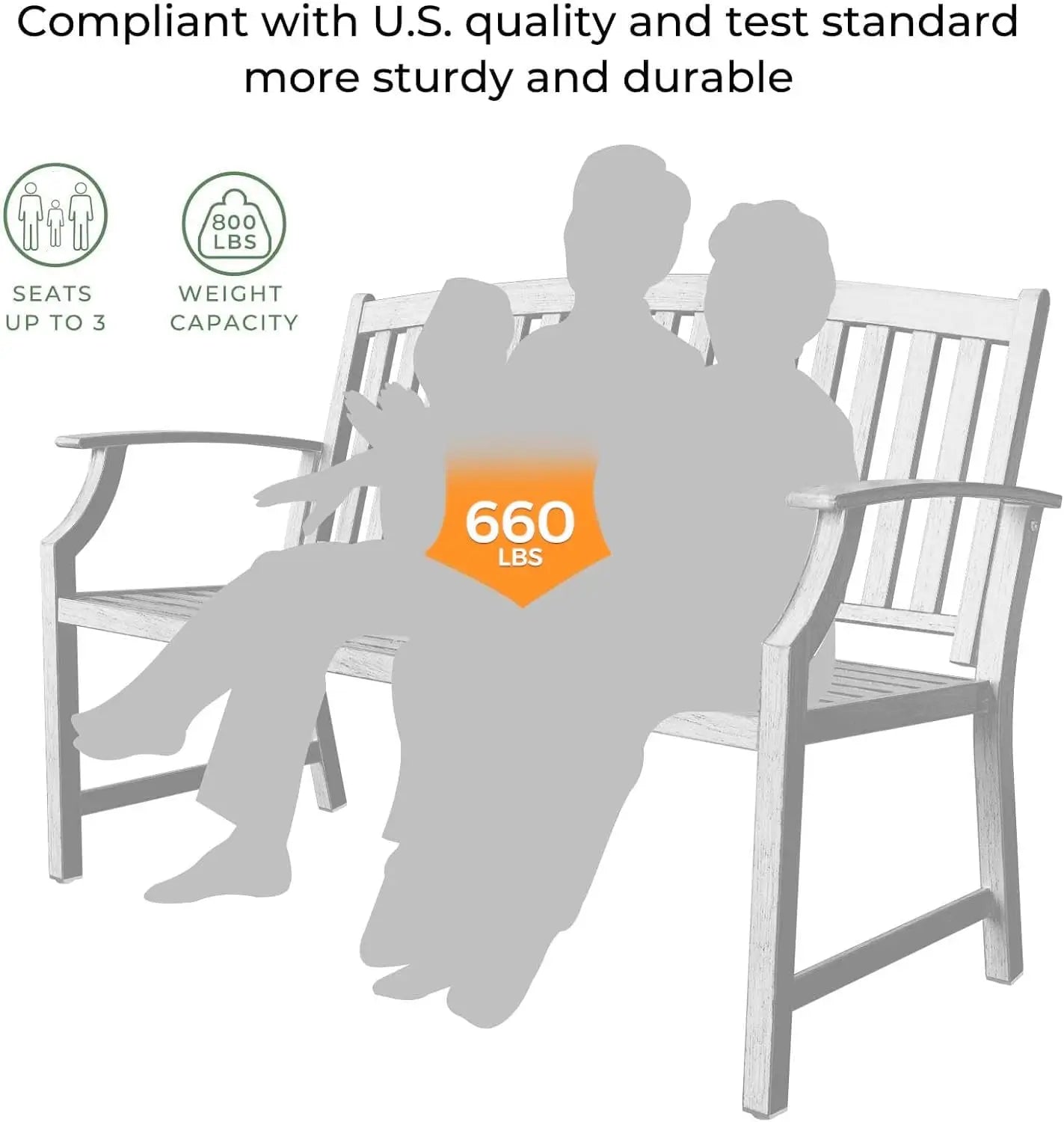 Grand Patio Farmhouse Outdoor Bench With Aluminum Backrest