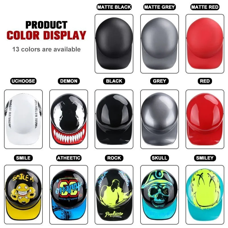 UCHOOSE Unisex Half Helmet Motorcycle Open Face Vintage