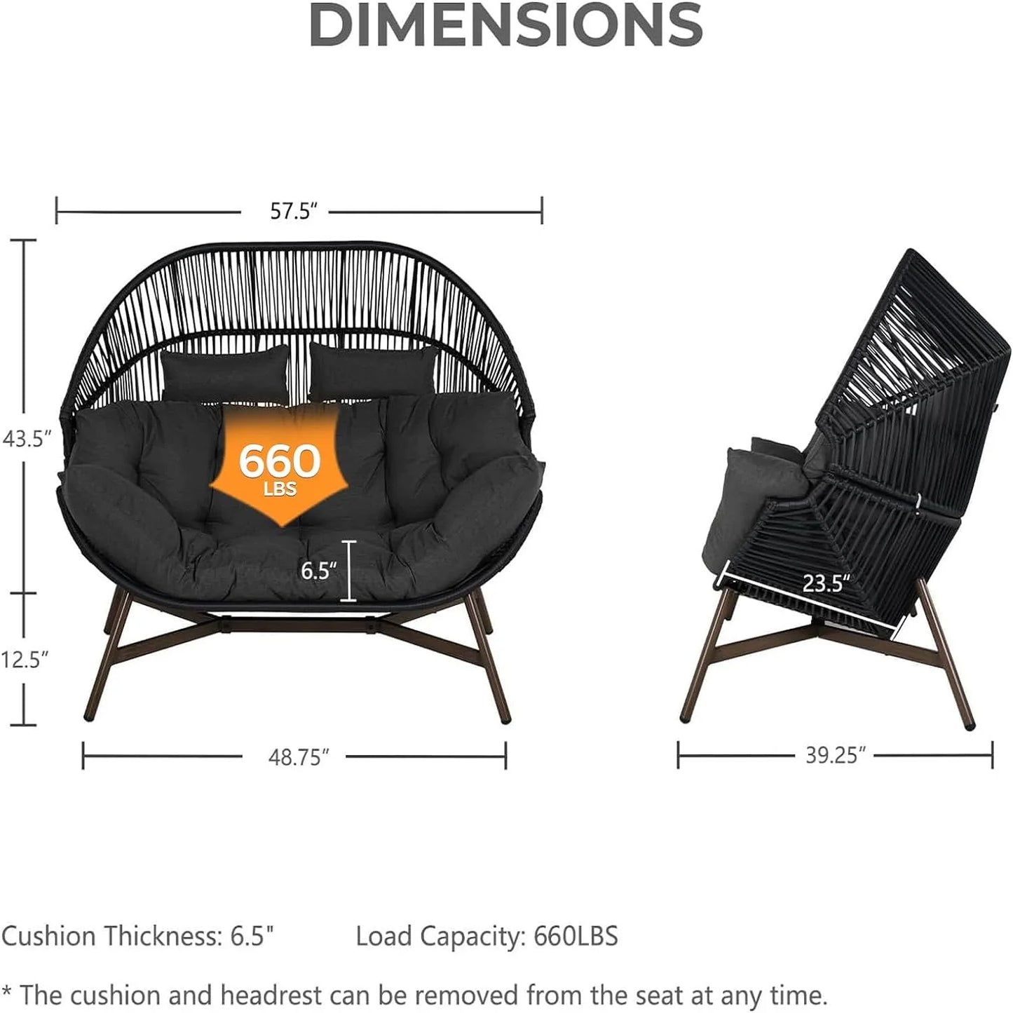 Grand Patio Outdoor Wicker Egg Chair With Cushion For Patio