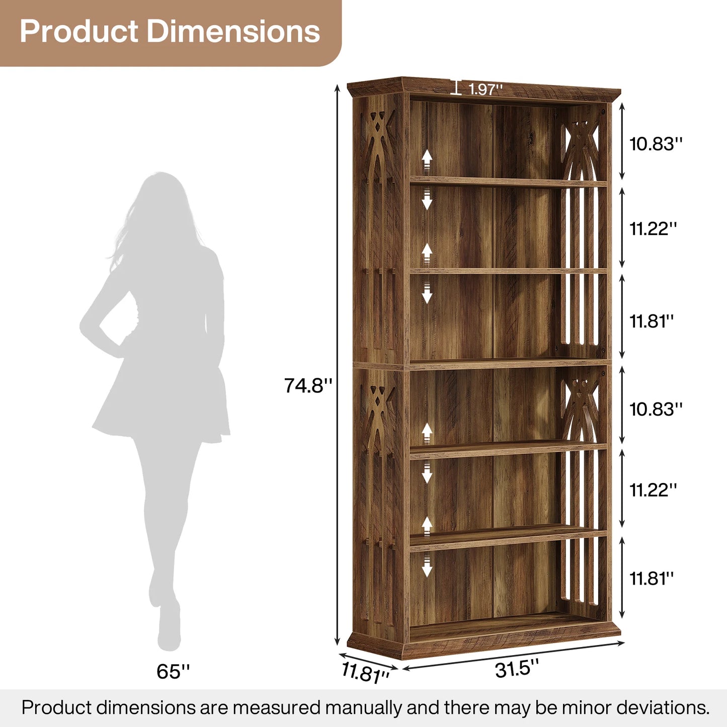 Tribesigns 6-Tier Bookshelf Freestanding Wood Bookcase
