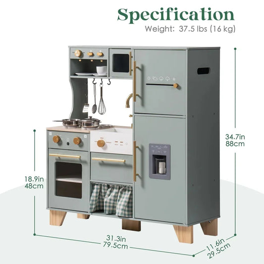 Robud Play Kitchen Wooden Pretend Set For Preschoolers