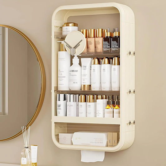 Hign-concerned Wall Mounted Makeup Organizer Four Tier Shelf