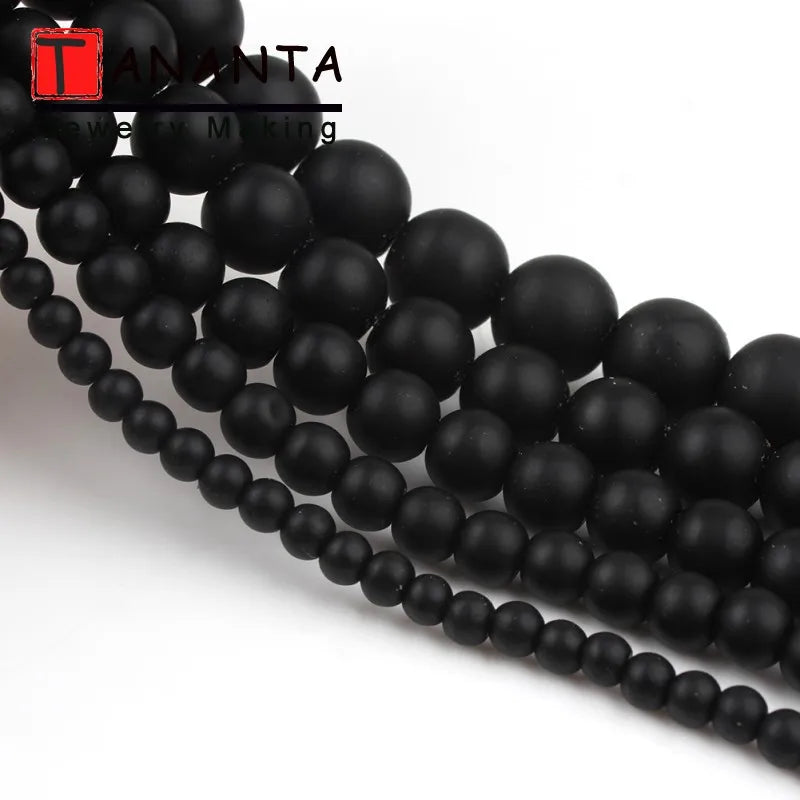 TANANTADIY1 Matte Black Agate Onyx Round Beads for Jewelry Making