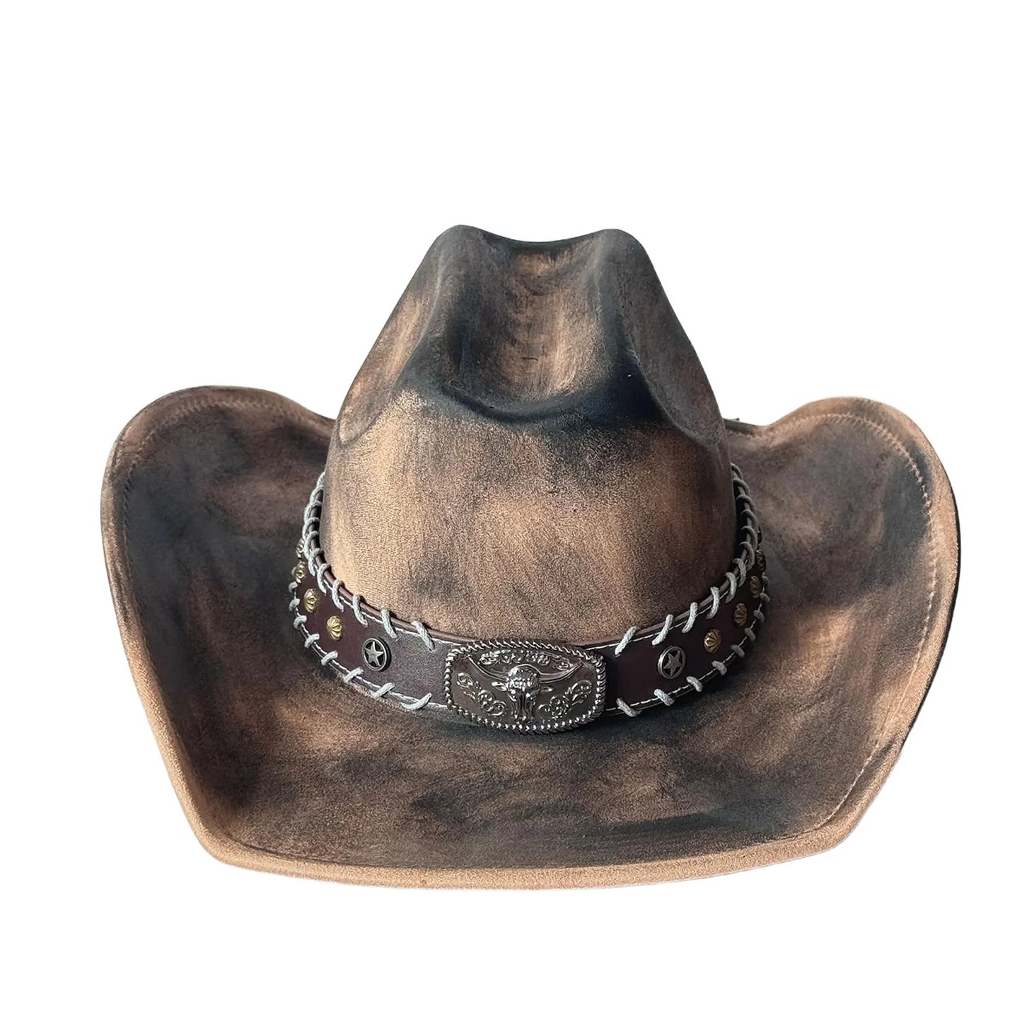 Classic Cowboy Hat With Wide Brim Concho Band Unisex