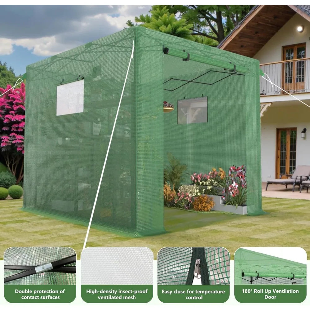 Portable Walk In Greenhouse With Roll Up Door