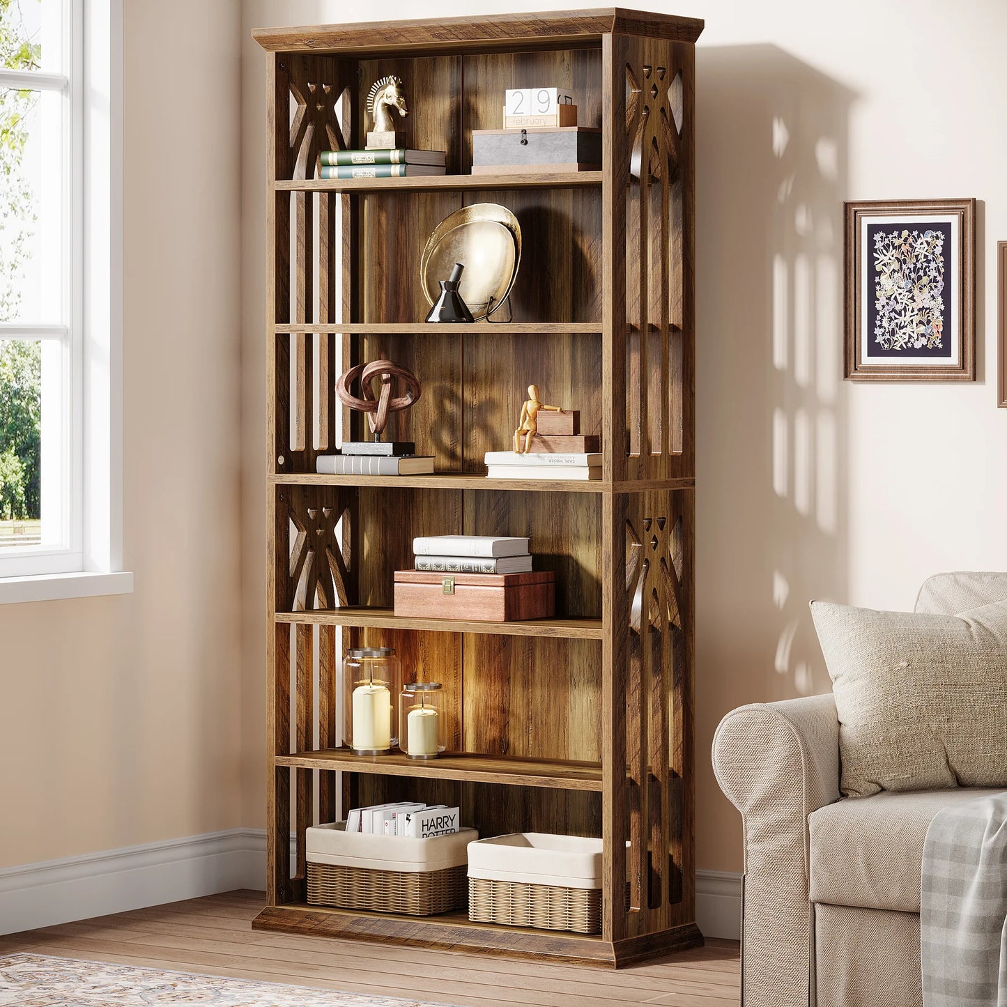 Tribesigns 6-Tier Bookshelf Freestanding Wood Bookcase