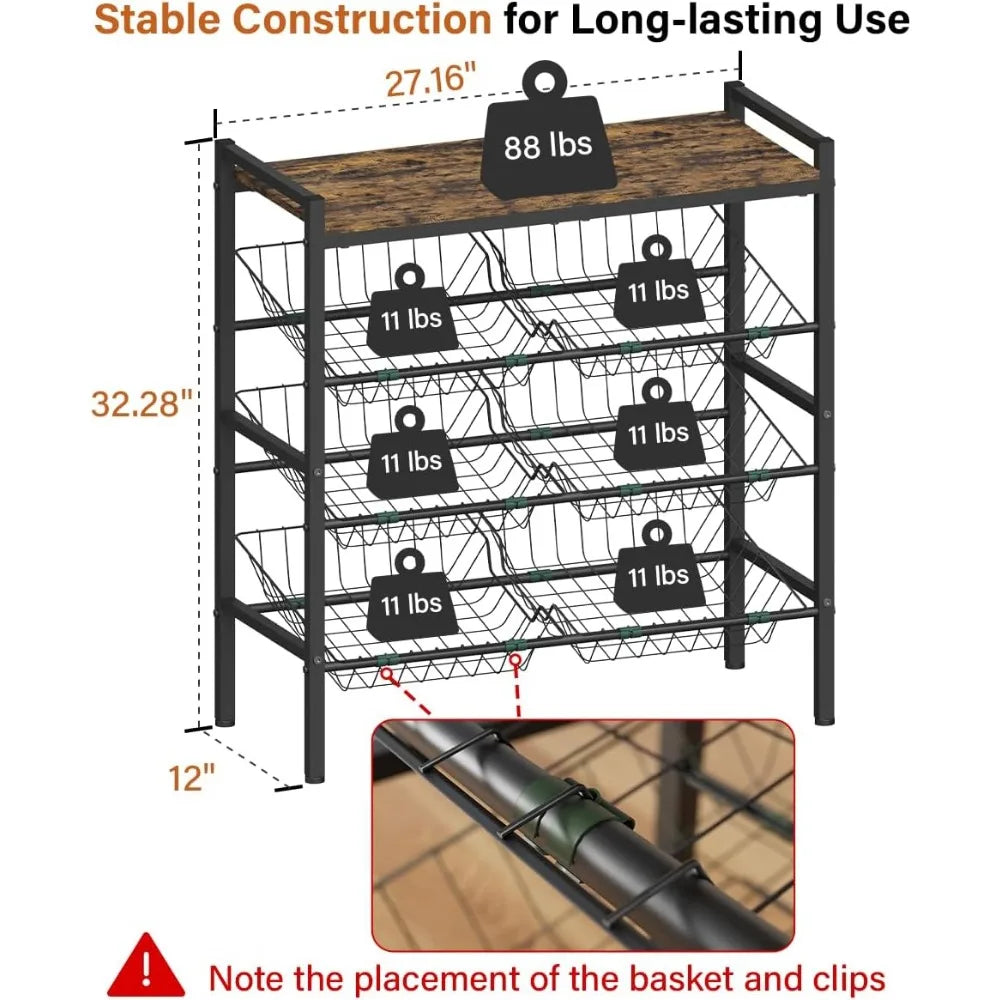 NBVCX 4 Tier Fruit and Vegetable Basket Rack Freestanding