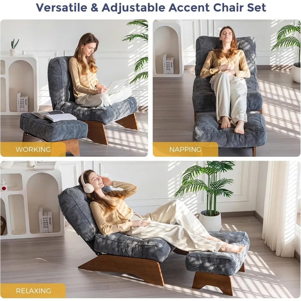 Accent Chair With Ottoman Modern Tufted Lounge Chair Set For Living Room And Den