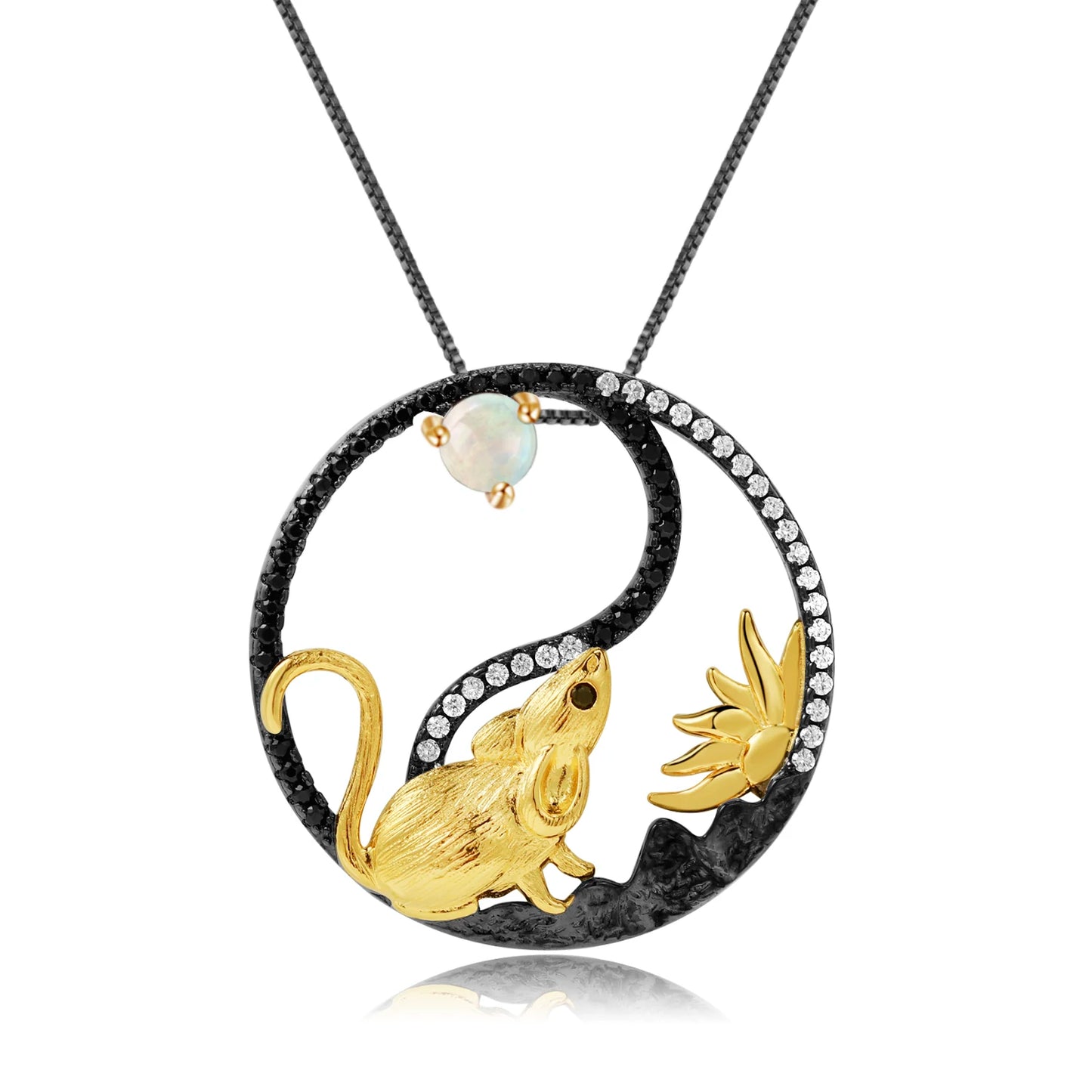 Gem's Ballet 925 Sterling Silver Dragon Pendant Necklace Topaz