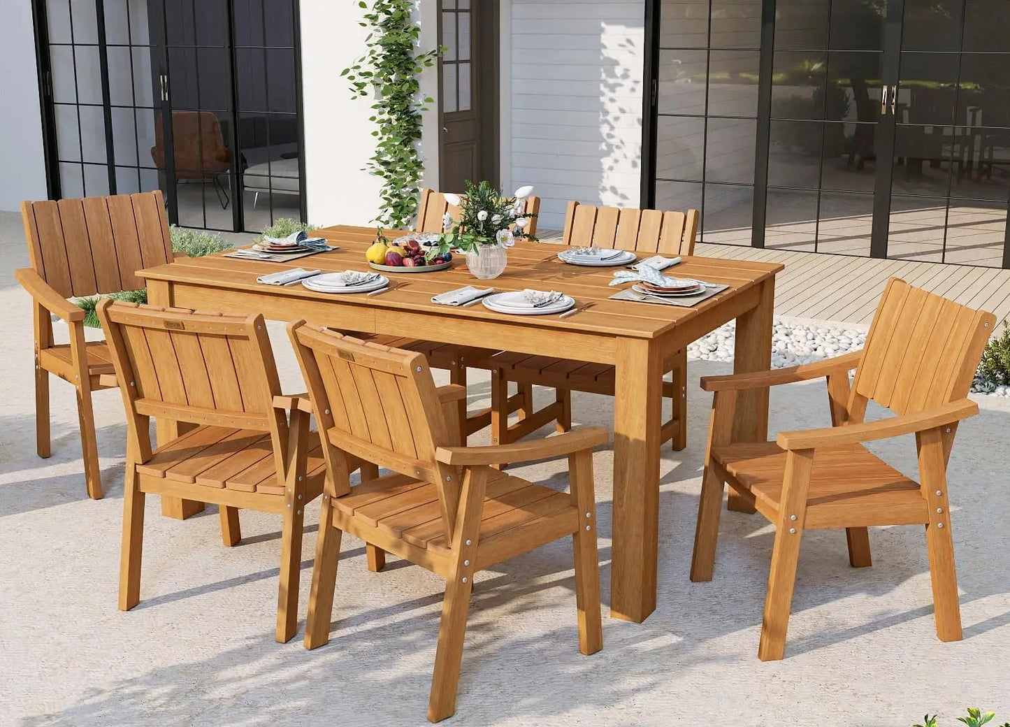 OEING Outdoor Patio Table And Chairs Set With Umbrella Hole