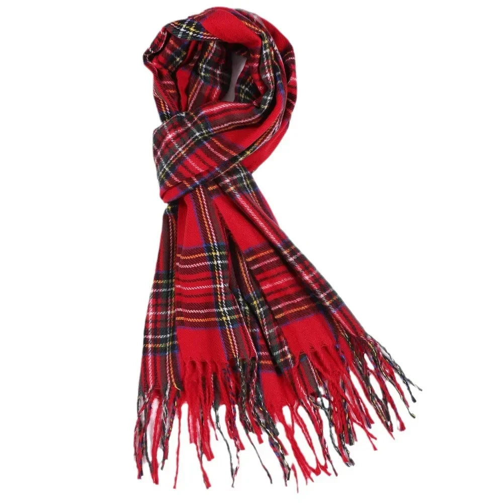 Scottish Style Tartan Warm Scarf For Women Plaid Shawl