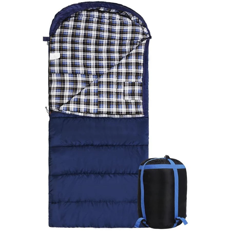Cotton Flannel Sleeping Bag For Adults With Detachable Hood