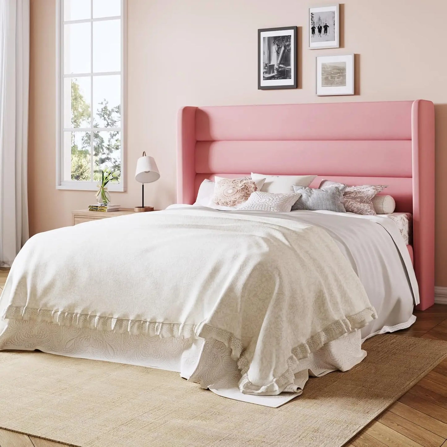 Queen Velvet Wingback Bed Frame With Under Bed Storage