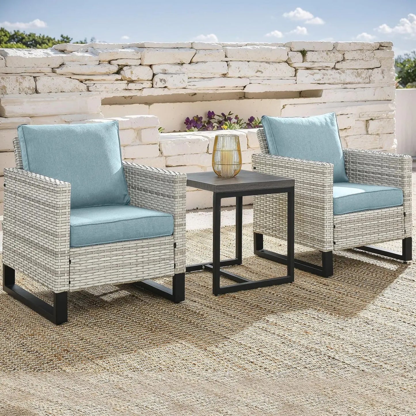 Wicker Outdoor Patio Chairs Set Rattan Bistro Furniture