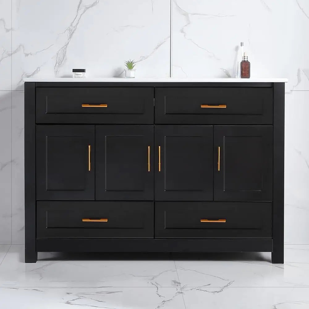 Modern Vanity Cabinet With Sink, 4 Drawers, Soft Close Doors