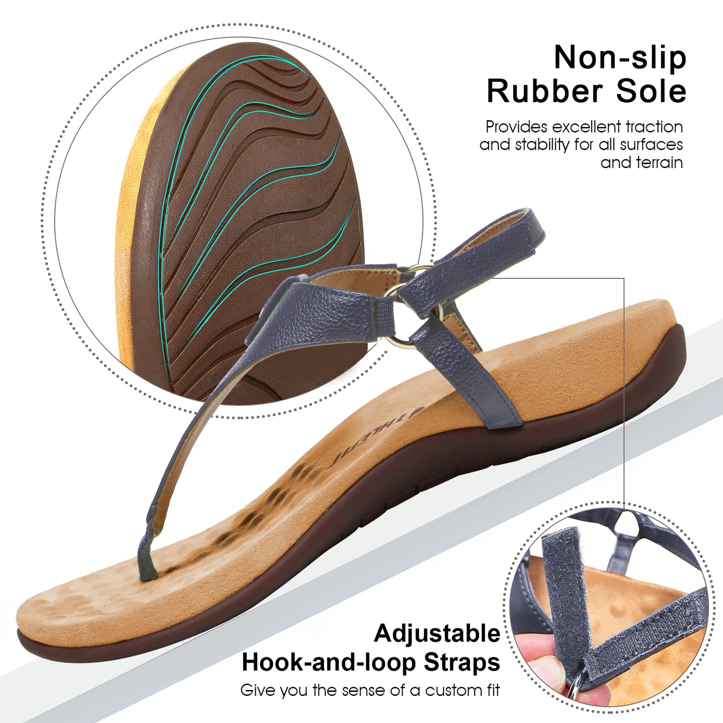 Womens Orthopedic T Strap Sandals With Arch Support