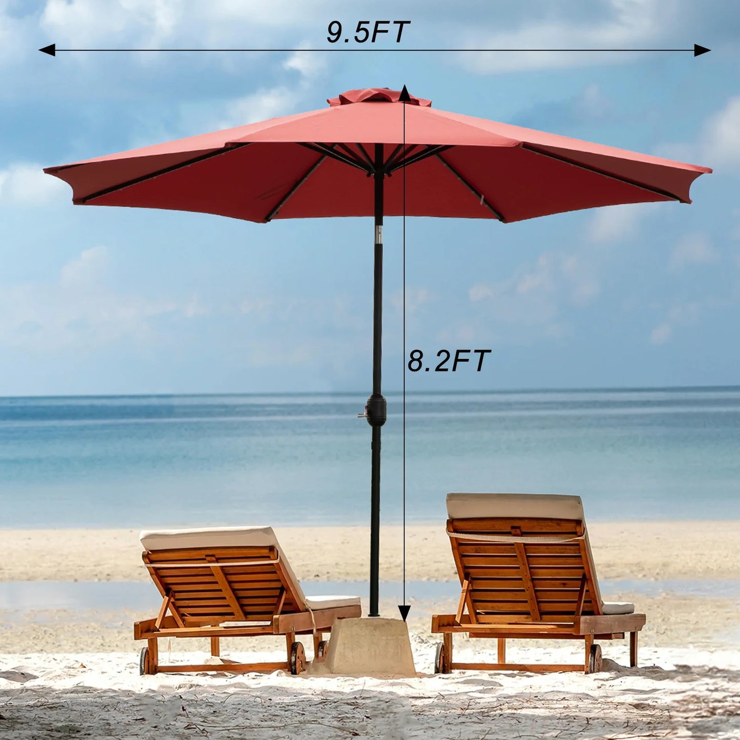 JHK Solar Patio Umbrella With 32 LED Lights UV-Resistant