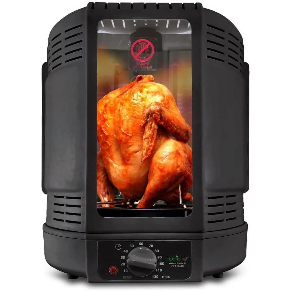 XMSJ Vertical Countertop Rotisserie Oven With Rotating Design And ProgrammableTimer