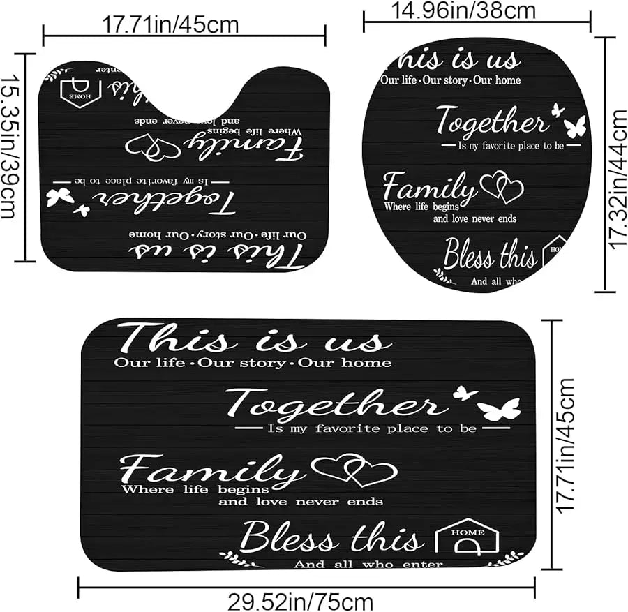 Guangdong Shower Curtain Set With Non Slip Rug Toilet Lid Cover Bath Mat