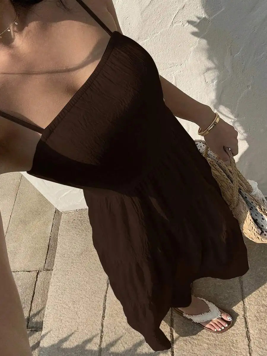 Textured Tiered Camisole Maxi Dress With Adjustable Straps