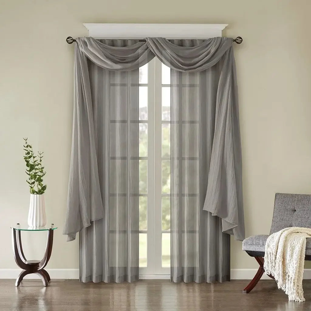 Crushed Linen Curtain Panel Pair For Lightweight Sheer