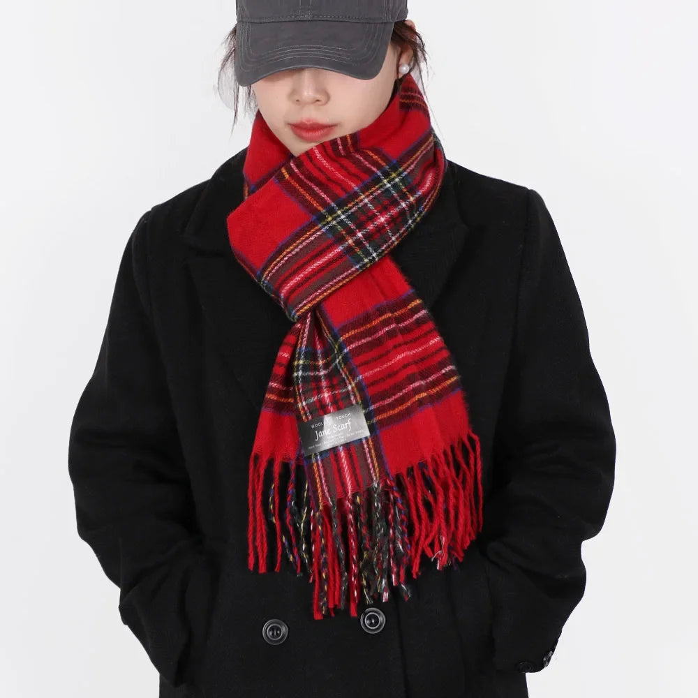 Scottish Style Tartan Warm Scarf For Women Plaid Shawl