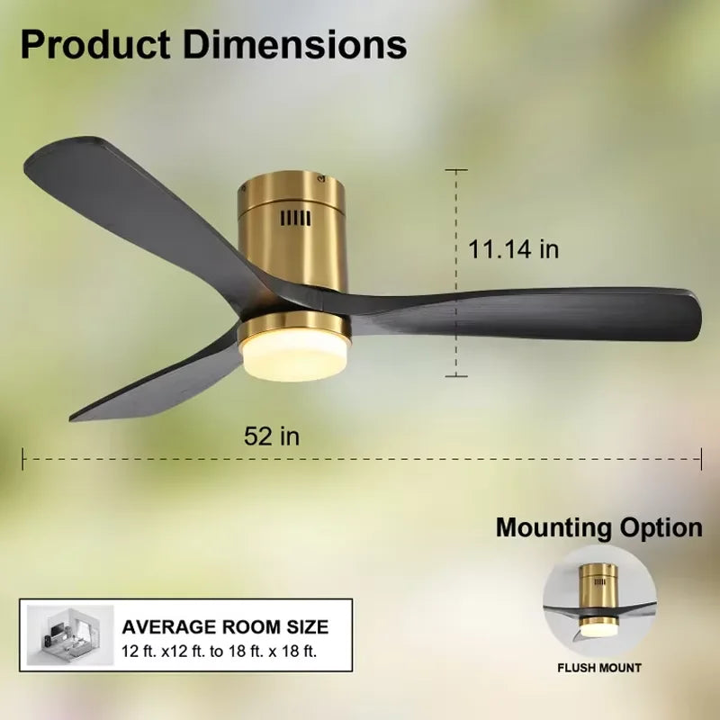 Sofucor Modern LED Ceiling Fan With Remote Control 6-Speed DC