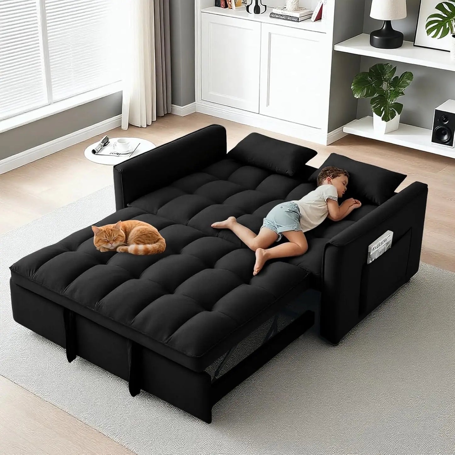 Combination Pullout Sleeper Sofa With Adjustable Backrest