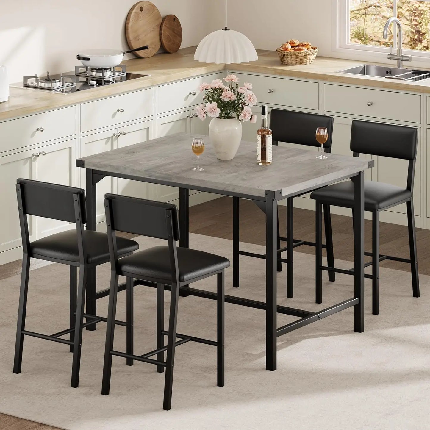 HiMISS Dining Table Set With Upholstered Chairs