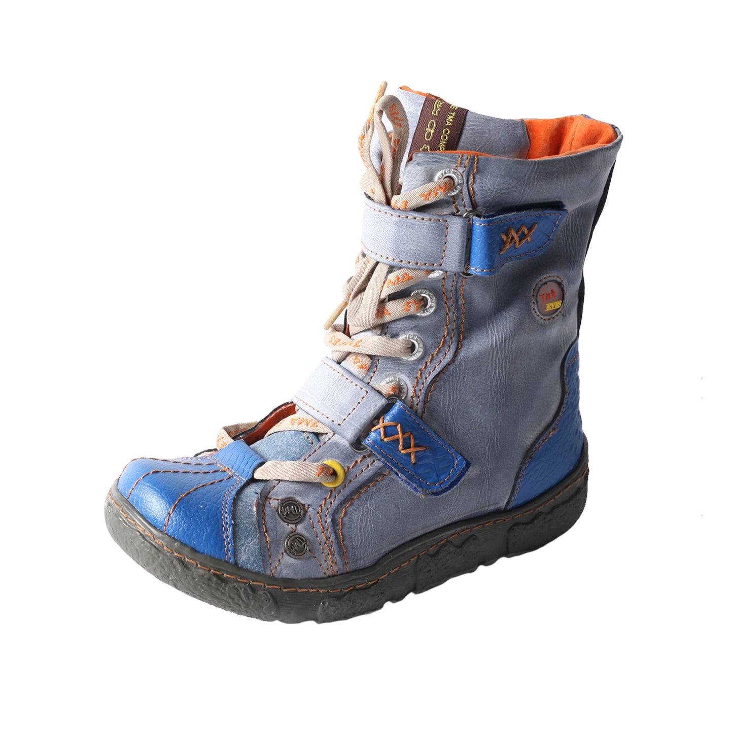 TMA EYES Double-Strap PU Leather Women's Boots With Faux Fur