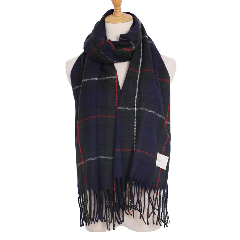 Scottish Style Tartan Warm Scarf For Women Plaid Shawl