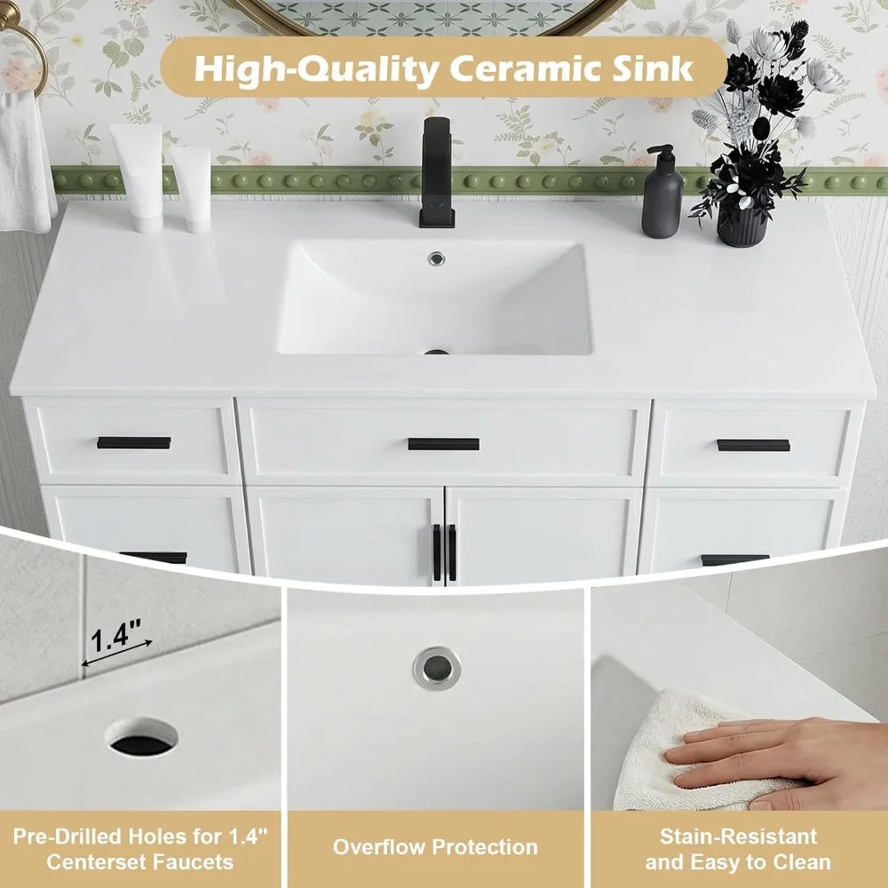 Farmhouse Bathroom Vanity With Sink 2 Doors And 6 Drawers
