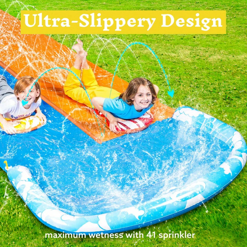 Joyfy Inflatable Water Slide With Dual Racing Lanes For Outdoors